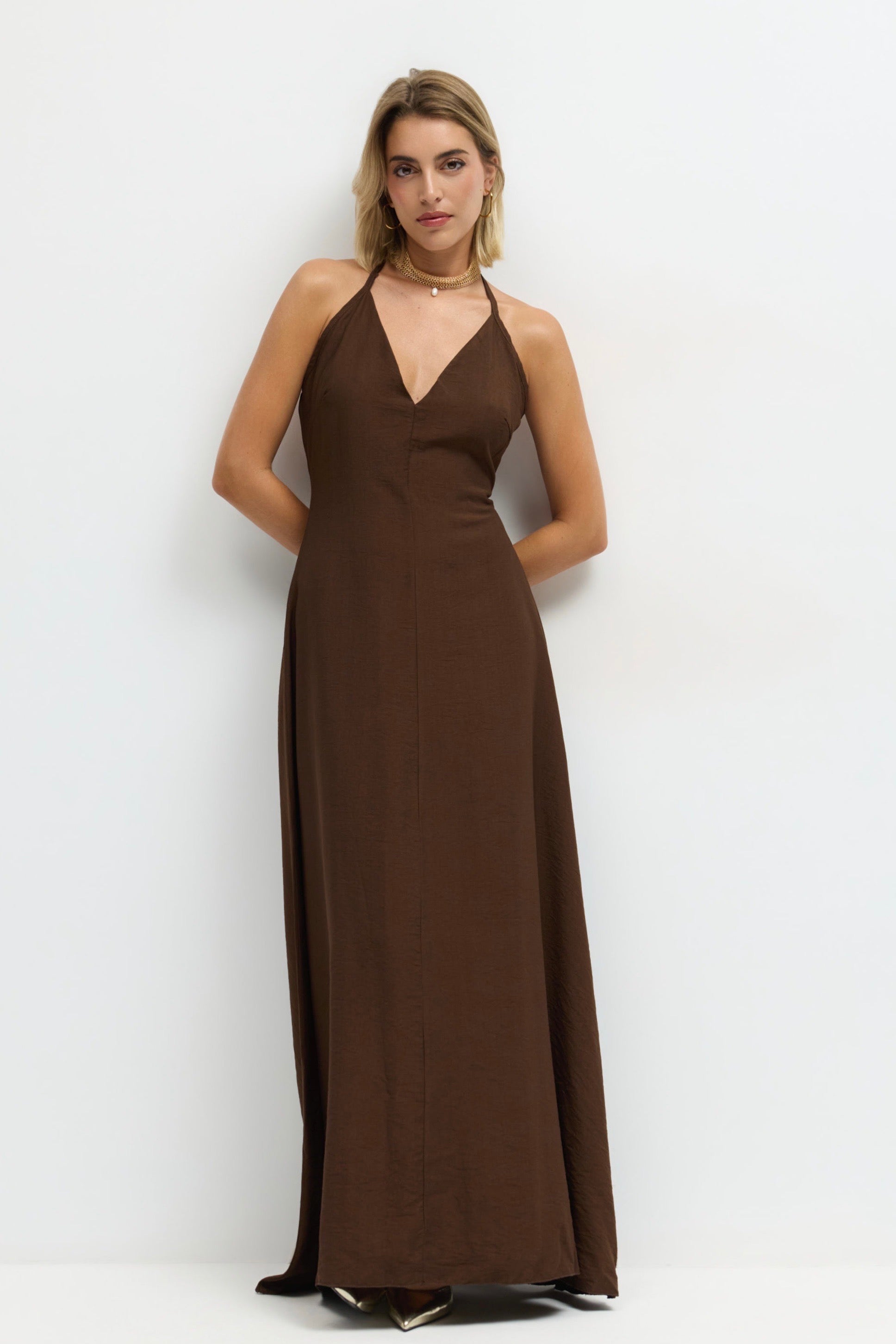 Vestido Largo Marrón